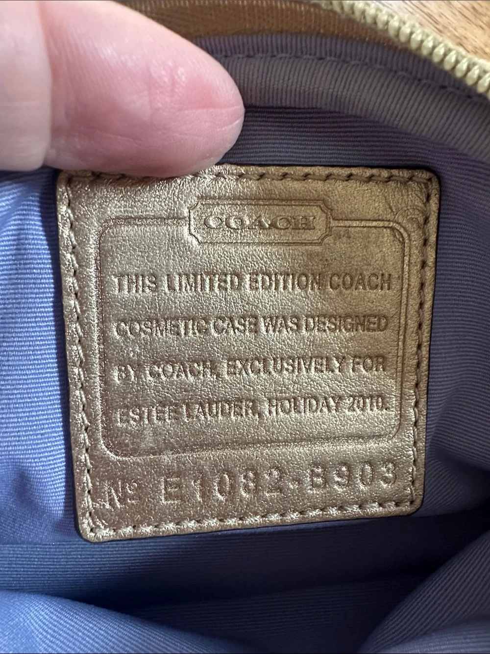 Coach Metallic Gold Signature Cosmetic Case